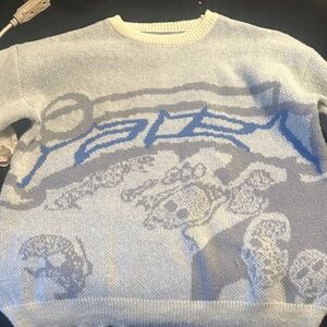 Men's Light Blue Graphic Crewneck Sweater